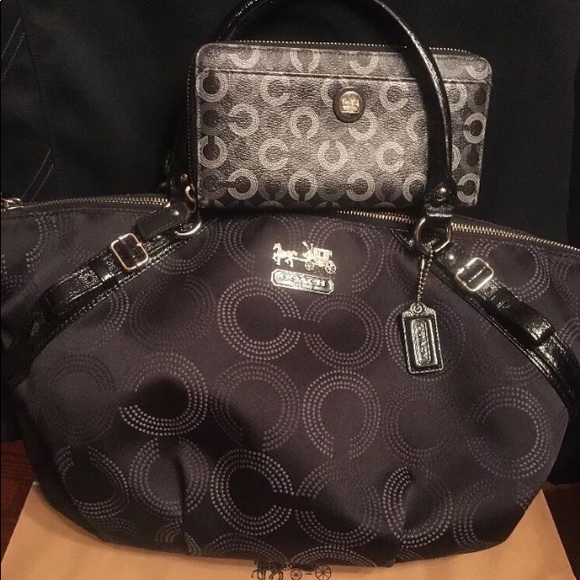 Coach Handbags - Coach Madison Black Op Art+wallet+dust cover